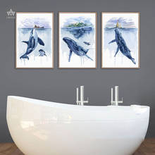 Картина с изображением Кита, Океаническая абстрактная Акула, животные, настенная живопись, холст, скандинавские постеры, детская комната, постеры, настенная живопись, Декор 2024 - купить недорого