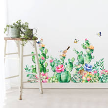 Adesivos de parede plantas suculentas, cactos tropicais, pássaros, borboletas, decalques de janela removíveis para sala de estar, cozinha 2024 - compre barato