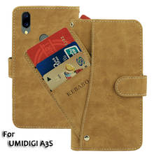 Винтажный кожаный бумажник UMIDIGI A3S, роскошный откидной Чехол 5,7 дюйма с отделениями для карт, Магнитные защитные сумки с подставкой для телефона 2024 - купить недорого