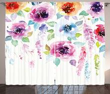 Abstract Watercolor Style Flowers Window Curtains Home Decor Kitchen Draperies Curtains for Bedroom Living Room Curtain 2024 - buy cheap