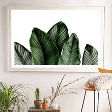 Póster de hojas verdes para sala de estar, lienzo nórdico, hojas de palma, imágenes artísticas de pared, impresiones decorativas modernas para el hogar en la pared 2024 - compra barato