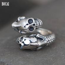BOCAI-anillo ajustable de plata auténtica S925 para hombre, joyería retro de plata tailandesa, garra de águila, Calavera, moda 2024 - compra barato