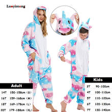 Pijama Kigurumi de unicornio para niños y niñas, ropa de dormir de dibujos animados, mono de punto, mono de invierno 2024 - compra barato