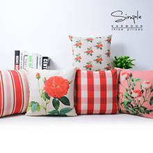 Capas de almofadas geométricas decorativas de flor rosa, capa de linho fofo de lance para sofá-sofá 45x45cm 2024 - compre barato