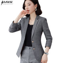 2019 New autumn gray pink plaid blazer fashion women casual long sleeve slim jacket office ladies business work coat 2024 - buy cheap