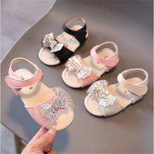 Sandalias con lazo de diamante brillante para niñas, zapatos de princesa con suela blanda para exteriores, novedad de verano 2021 2024 - compra barato