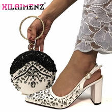 2020 INS Crazy Design Italian Women Shoes and Bag Set African Designer Best Match Lady Shoes and Bag in White Color 2024 - buy cheap