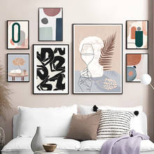 Arte de parede de corpo laranja abstrato, paisagem, linha solar, pintura em tela, pôsteres nórdicos, impressões, imagens de parede para sala, decoração de casa 2024 - compre barato
