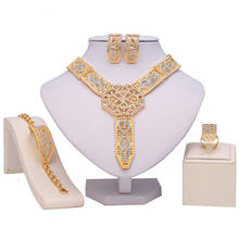 Zuodi conjunto de joias de ouro dubai 2021, feminino, conjunto de joias para casamento africano, acessórios de moda 2024 - compre barato