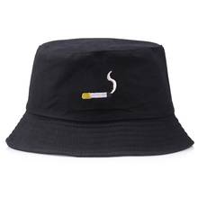 Sombrero de pescador estilo Hip Hop para hombre y mujer, gorro plano con bordado en forma de cigarrillo, Color negro y naranja, 1 unidad 2024 - compra barato