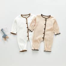 Bebê recém-nascido menina menino ribed macacão algodão bordado hem outono primavera infantil da criança homesuit bebe macacão ropa roupas de bebê 2024 - compre barato