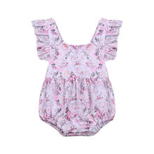 0-18M Summer Newborn Baby Girl Flying Sleeve Romper Cute Floral Print Round Neck Flower Pattern Bow Back Jumpsuit Outfit 2024 - buy cheap