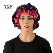 Custom Full Logo Printing Reversible Big Bonnet Double Layer Women Sleep Bonnet Hair Extension Bundle Wig Sleep Hat 2024 - buy cheap