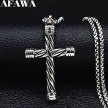 2021 Cross Stainless Steel Statement Necklace for Men Silver Color Necklaces Jewelry acero inoxidable joyeria mujer NZZ126S02 2024 - buy cheap