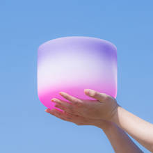 8inch Purple Pink Crystal Singing Bowl B Crown Note Meditation Quartz Bowl Sound Therapy 2024 - buy cheap