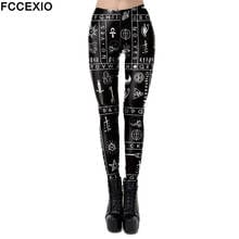 FCCEXIO All kinds of Totem Print Women Sexy  Leggings Casual Workout Fitness Pants Sports Seamless Black Trousers 2024 - buy cheap