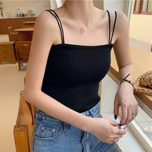 knitted Sling Women Crop Top halter camisole 2021 Slim Tank Sexy Basic cami Female sleeveless vest summer Tops Dames draagdoek 2024 - buy cheap