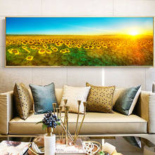 Пейзаж HD подсолнухи скандинавский восход солнца маслом на холсте картины плакаты и принты Куадрос настенные картины для гостиной 2024 - купить недорого