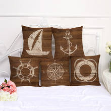 Nautical wind anchor Cotton linen Cushion cover 45*45 pillowcase sofa cushion covers home decor pillowcase KD-0019 2024 - buy cheap
