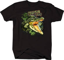 Camiseta de caça de crocodilo animal swamp de jacaré em chamada de vida ativa. Camiseta de verão de algodão para homens, manga curta, gola redonda, camiseta masculina 2024 - compre barato