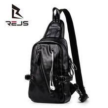 Кожаная мужская нагрудная сумка REJS LANGT в стиле ретро, повседневные сумки через плечо, дизайнерская сумка через плечо для наушников, сумки-мессенджеры с защитой от кражи 2024 - купить недорого