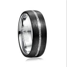 Anillo de carburo de tungsteno de 8mm de ancho para hombre, con incrustaciones de fibra de carbono, imitación de vermiculita, anillo de acero de tungsteno, anillo de boda 2024 - compra barato