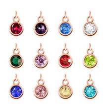 24pcs/lot Bling Rose Gold Color Birthstone With Open Ring Floating Pendant Charms Fit For Floating Locket Necklace 2024 - buy cheap