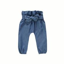 Очаровательный однотонный комбинезон с длинными рукавами для маленьких девочек, топы, джинсовые штаны, одежда, осенняя одежда 2024 - купить недорого