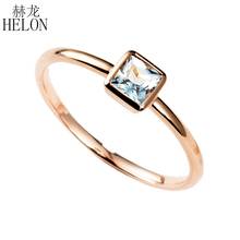 Anel de helon aquamarina 18k ouro rosa 0.3ct, anel de casamento, noivado com cor natural, joia da moda, anel de aniversário 2024 - compre barato