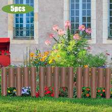 Borda de imitação de madeira 5 peças, jardim, borda embutida de plástico cerca, gramado, decoração de casamento ao ar livre pequena cerca 2024 - compre barato