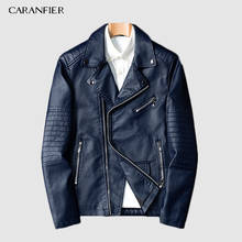 CARANFIER 2019 Chegam Novas Homens Jaqueta de Couro Da Motocicleta Jaquetas De Couro dos homens Estilo Moda de Rua Masculina Mens Casacos De Couro 2024 - compre barato