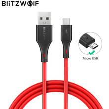 BlitzWolf Micro USB кабель 2A зарядный USB кабель для передачи данных для быстрой зарядки для Samsung S7 S6 Xiaomi Redmi Note 5 Планшета Android USB шнур 2024 - купить недорого