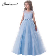 Tulle Lace Scoop Flower Girl Dresses Kids Aline Lace Appliques Girl Party Dress Kids Satin Bow Princess Communion Dresses 2024 - buy cheap