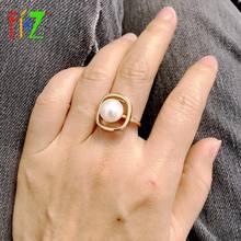 F.J4Z New Hot Pearl Rings Fashion Minimalism Jewelry Hollow Square Simulated Pearl Top Finger Rings Accessories Dropship 2024 - buy cheap