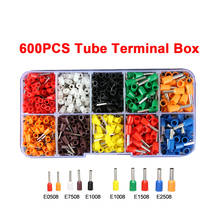 600pcs/box AWG22-14 0.5-2.5mm2 Tube Terminal Kit Set Insulated Wire VE Crimp Terminals Connector E1508 E1008 E2508 E7508 E0508 2024 - buy cheap