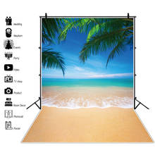 Laeacco-fondo fotográfico con diseño de olas de Mar, Playa, palmeras, árboles, hojas, cielo nublado, para estudio fotográfico 2024 - compra barato