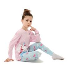 Nova chegada do bebê meninas manga cheia algodão pijamas conjuntos crianças unicórnio pijamas crianças natal pijamas unicórnio pijamas 2024 - compre barato