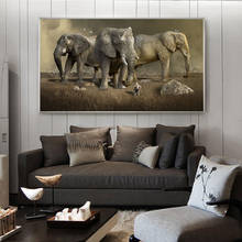 Póster de decoración de elefante e impresiones, lienzo de Animal, arte de pared grande para sala de estar, decoración del hogar, imagen, póster de elefante 2024 - compra barato