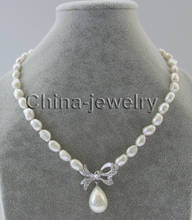 Hermoso collar de perlas de agua dulce barrocas blancas de 9-12mm 17 "+ 16mm, colgante de perlas de concha 2024 - compra barato