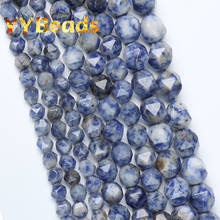 Cuentas de piedra azul de sodalíta facetada Natural, cuentas lisas de 6mm, 8mm y 10mm para la fabricación de joyas, abalorios para pulseras DIY de 15" 2024 - compra barato
