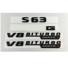 Black S63 for AMG V8 BITURBO 4MATIC+ Trunk Fender Badge Emblems 2024 - buy cheap