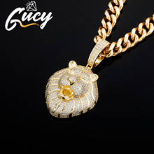 GUCY Fashion Animal Lion Head Necklaces & Pendant Gold Color Bling Cubic Zircon Men's Hip hop Necklace Rock Jewelry For Gift 2024 - buy cheap