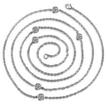 Colar longo 116cm, bijuteria de prata esterlina 925, para festa de casamento, presente, joia de noiva 2024 - compre barato