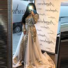 Luxury Rhinestone Beading Moroccan Kaftan Evening Dresses Muslim Long Sleeves Embroidery Islamic Arabic Prom Gowns Formal Party 2024 - buy cheap