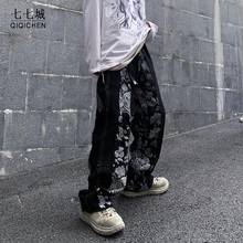 Cashew Print Patchwork Jeans Pants Men Women Streetwear Straight Washed Harajuku Denim Trousers Loose Ripped Jeans for Men 2024 - buy cheap