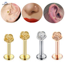 Starbeauty-Piercing de hélice rosa para la Nariz, Piercing para la oreja, Piercing para el labio, Labret, 16G, 6/8mm, 1 unidad 2024 - compra barato