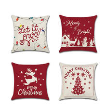 Merry Christmas Pillow Cushion Cover 45*45cm Red Reindeer Tree Printed Sofa Throw Pillowcase Chair Home Xmas Decorative cojins 2024 - buy cheap