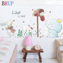 Decoração para parede de quarto infantil, adesivos decorativos de animais adoráveis com desenhos animados para quarto de crianças, coelho, receptor, e-mail, vinil, paredes do quarto 2024 - compre barato