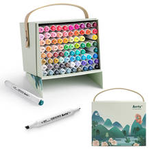 Arrtx alp 80 cores vibrantes marcadores de álcool pontas duplas caneta marcador para desenho com multi-função levar caixa 2024 - compre barato