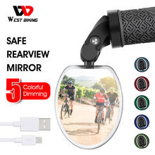 Espejo retrovisor para bicicleta con luz LED, retrovisores para manillar de bicicleta recargables por USB, rotación de 360 grados, accesorios de espejo de ciclo ajustable 2024 - compra barato